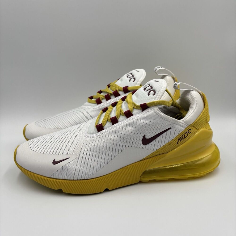 Mens Size 9 Nike Air Max 270 NBY White Yellow Red “Hawks” Shoes HF2822-999
